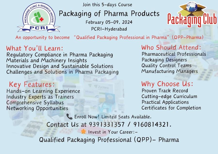 Poster: Packaging of Pharma Products, 5-Day Course
